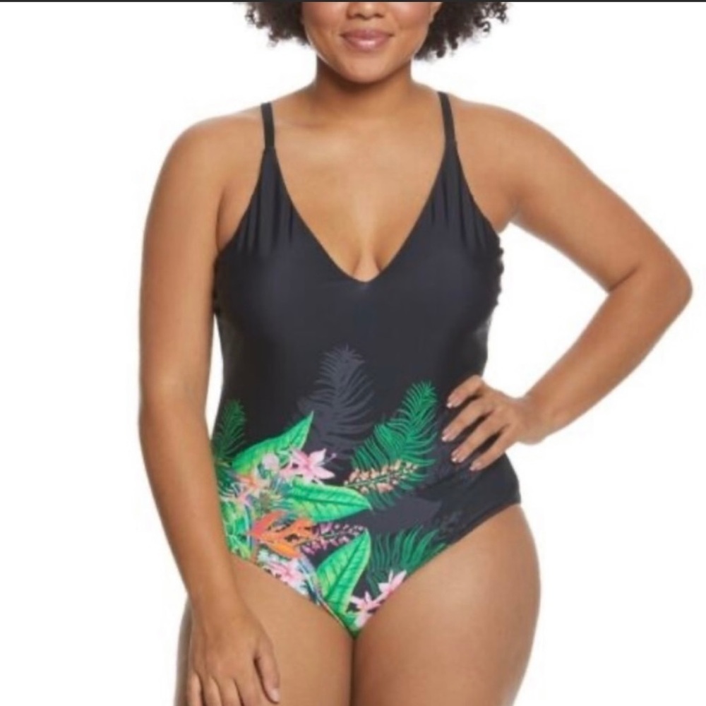 NWT‎ RAISINS Curve Keys One Piece Black Tropical 14W